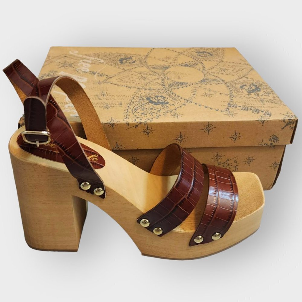 Free People Mallory Leather Clog Sandal Brown - Picture 5 of 8